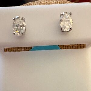 Solid Sterling Silver one Carat VVSD Oval Moissanite Studs
